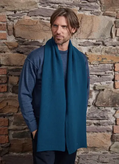 Personalized Wool Cashmere Scarf in Navy Petrol 